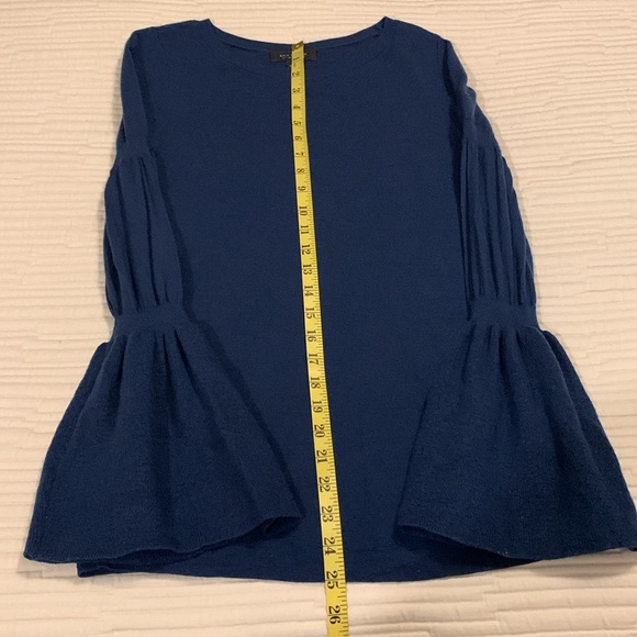 ANN TAYLOR MERINO WOOL BELL LONG SLEEVE Minimalist Crew/Neck Sweater Blue Med - Picture 10 of 10